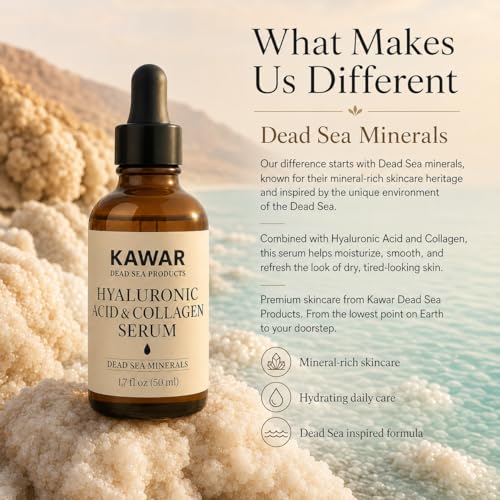 KAWAR Hyaluronic Acid Serum with Collagen & Dead Sea Minerals 1.7 fl oz