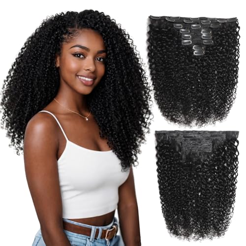 Kinky Curly Clip in Hair Extensions Human 120g with 20 Clips 18 Inch
