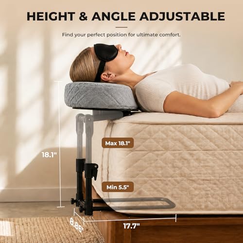 Freebody Adjustable Massage Headrest for Bed - Grey, 18-Inch Height Support