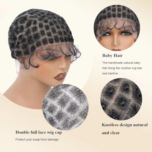 Double Full Lace Crochet Wig Cap with Baby Hair & Breathable HD Lace - 100 Sections