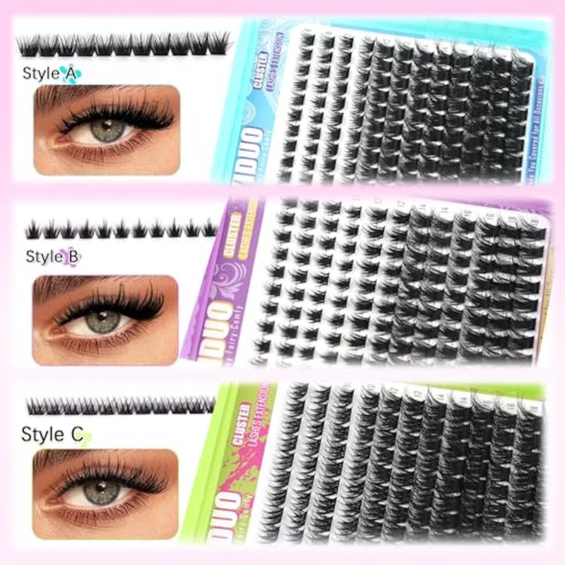 3 Styles Lash Clusters Kit Bulk Packs with 2¡¿Bond&Seal Volume/Manga/ultra/Dramatic Eyelash Extensions 8-18mm lashes Clusters Kit Wispy D Curl Individual Fake Eyelashes Kit DIY at Home Easily