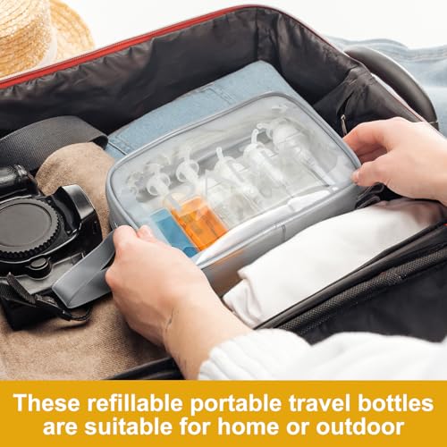 Domensi 50 Pcs Travel Pump Bottles 3.4 oz Clear Refillable Toiletry Dispensers