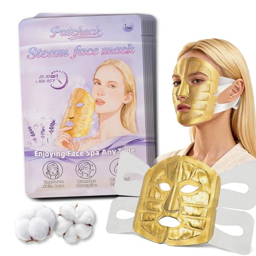 Full Face Steam Mask, Disposable Self-Heating Facial Warm Compress, Gentle Cotton Mask for Deep Pore Cleansing & Skincare Absorption, Portable for Travel, Gifts for Women (10 Pack)
