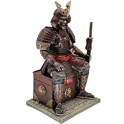 LOOYAR Red Gold Medieval Samurai Undead Warrior Resin Statue (15.4"H) – Hand Painted, Eco-Friendly