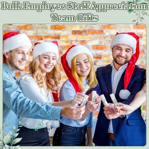 30 Pack Employee Appreciation Gift Lip Balms Bulk Staff Teacher Team Volunteer Thank You Gift Nurse Volunteers Appreciation Party Favor for Women Men Coworkers(Leaf,Green White)
