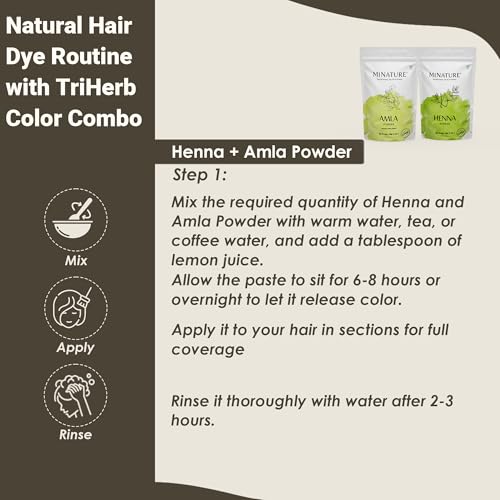 Herbal Hair Color Kit with Henna Indigo Amla - Natural Care Pack 300g