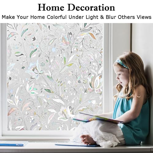 Privacy Window Film - Stained Glass Decorative Frosted Pattern, 45.2 x 157.4 Inches - Clear Variation
