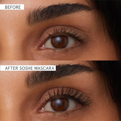 SOSHE Beauty - Peptide Lengthening Mascara | Safe for Contact Lens Wearers, Smudge Resistant, Flake-Free | Clean, Vegan, Cruelty-Free, Certified Plastic Negative