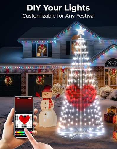 6ft Outdoor Christmas Tree with 47 Prelit Color Changing LED Lights & APP Control