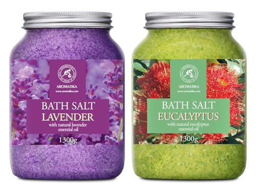 Bath Sea Salt Set with Lavender & Eucalyptus - Relaxing Aromatherapy Spa
