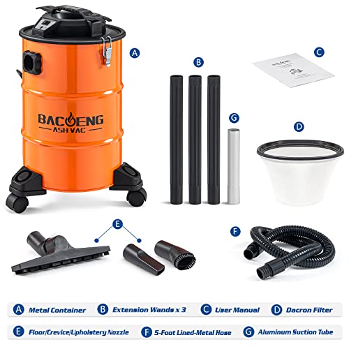 5.3 Gallon Ash Vacuum for Pellet Stoves - 1200W Fireplace & Wood Stove Cleaner