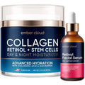 Collagen Cream for Face with Stem Cells Retinol Hyaluronic Acid Niacinamide (1.7 Oz) / Retinol Serum for Face (1Oz)