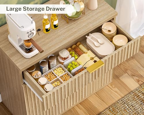 32-Inch Fluted Buffet Cabinet with Adjustable Shelves for Kitchen Living Room