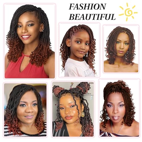 Wavy Senegalese Twist Crochet Hair T350, 8 Inch Short Curly Braids, 8 Packs for Black Women