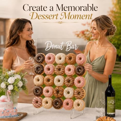 Acrylic Donut Wall Display Stand for Events and Dessert Tables - 26 x 22 in