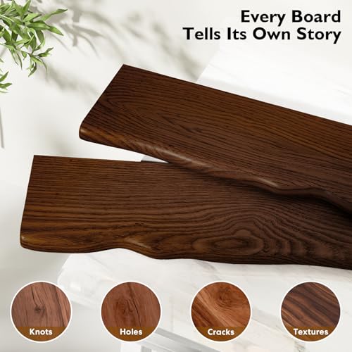 Avytronx Walnut 36-inch Organic Wavy Edge Floating Shelves 2-Pack with Hidden Brackets
