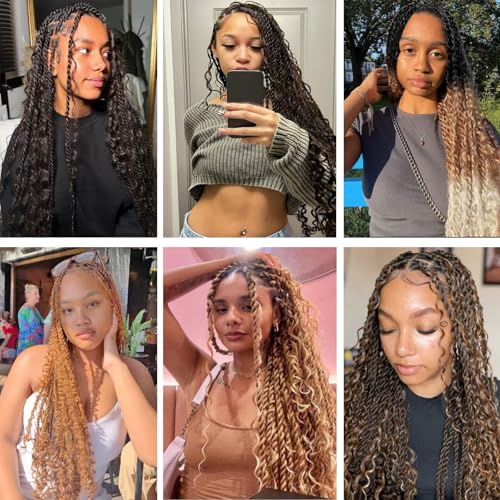 18 Inch Senegalese Twist Crochet Hair - Boho Island Style with Curly Ends, 9 Pack - Black