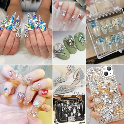Big Nail Rhinestones Set 48PCS Multi-Shape & Color Nail Art Gems - 4 Shapes & 5 Colors