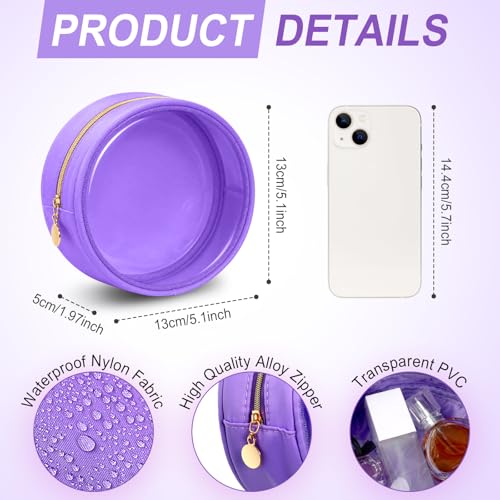 Mini Makeup Bag 5.12 Inch Translucent Nylon Pouch - 12 Pack, Small Cosmetic Organizer, Waterproof Travel Bag - Fresh Color Variation