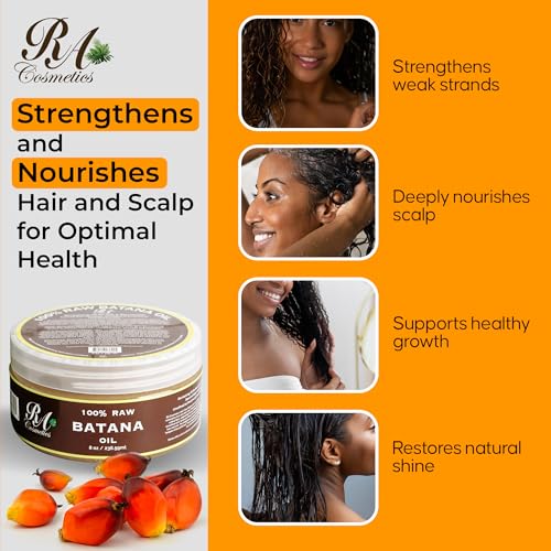 RA COSMETICS 8oz Organic Batana Hair Oil for Growth & Repair - Nourishing Hair Treatment