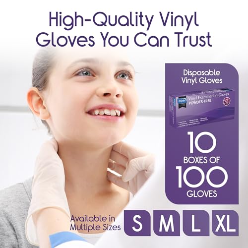 Disposable Vinyl Exam Gloves - Large 1000 Pack Latex-Free Medical Gloves