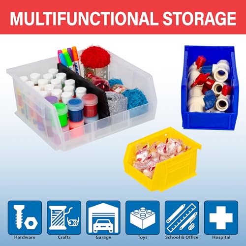 Akro-Mils Stackable Plastic Storage Bins 3-Pack - Heavy-Duty Garage & Workshop Organizer, Black