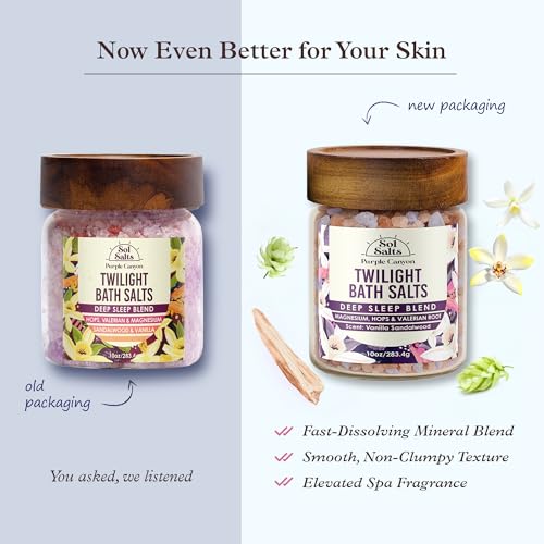 Purple Canyon Twilight Deep Sleep Magnesium Bath Salts with Aromatherapy, Clay Crumbles & Vanilla Scent, 10oz