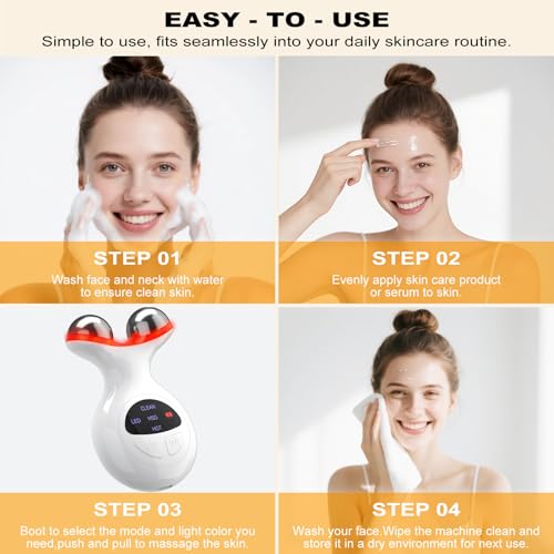 Micro-Current Facial Beauty Device£¬Red Light Therapy for Wrinkles & Firming£¬LED Face Massager Tool with Vibraion£¬Portable at-Home Face Sculpting Tool for Skin Care£¬Soothe and Relax Skin