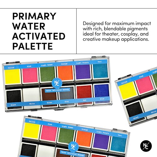 Vibrant Water-Activated Face & Body Makeup Palette - 12 Bold Colors