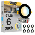 6 Inch Black Recessed LED Lights with 5 CCT Dimmable & Damp Rating