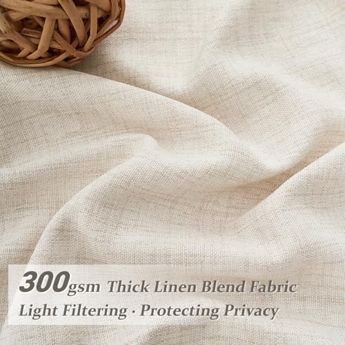 Birch 60W x 90L Inch Linen Sheer Curtain Set - 2 Panels for Living Room, Privacy & Light Filter