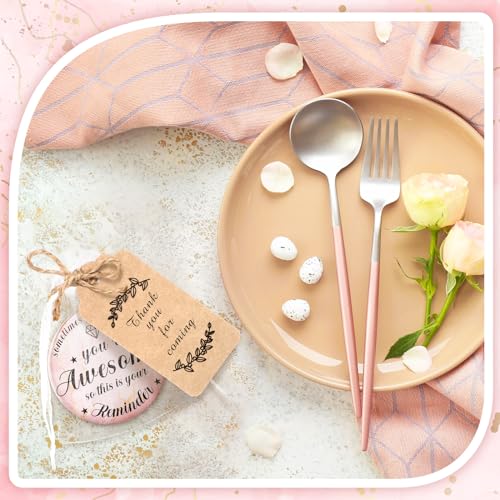 Tradder 100 Sets 2.76" Inspirational Compact Pocket Mirrors Bulk Galentines Appreciation Gifts Small Purse Makeup Mirrors Pink Souvenir Bags for Stuffer Items Women Quinceanera Employee (Awesome)