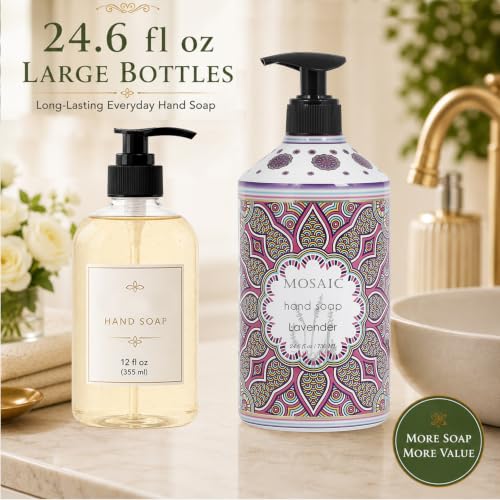 Liquid Hand Soap Gift Set with Lavender, Almond & Argan, Peppermint & Eucalyptus, Camomile - 4 x 24.6 fl oz
