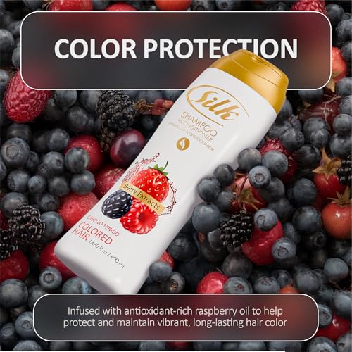 Silk 2-in-1 Shampoo & Conditioner for Colored Hair - Berry Scent - Pack of 6 (13.6 Fl Oz)