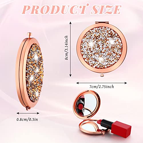 12-Pack Vintage Rose Gold Compact Mirrors for Bridesmaid Gifts - Pocket & Double Lens