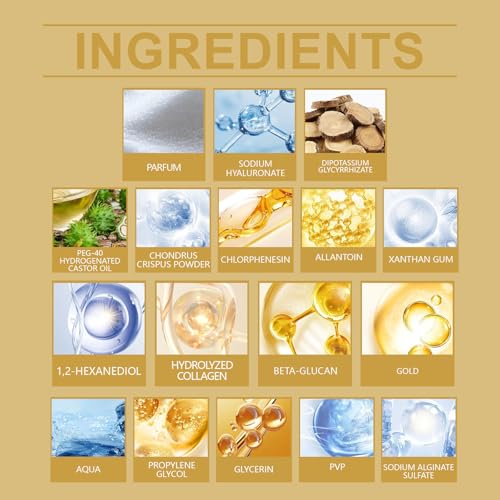 Gold Collagen Under Eye Mask Patches, 60 Pcs Anti-Aging Hydrating Eye Treatment for Dark Circles, Puffiness, Wrinkles and Fine Lines with Hyaluronic Acid