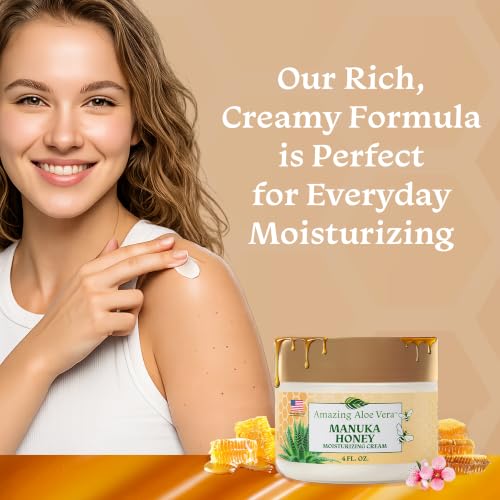 Manuka Honey Face & Body Moisturizer 8 oz with Aloe Vera & Jojoba Oil - Nourishing Skin Cream