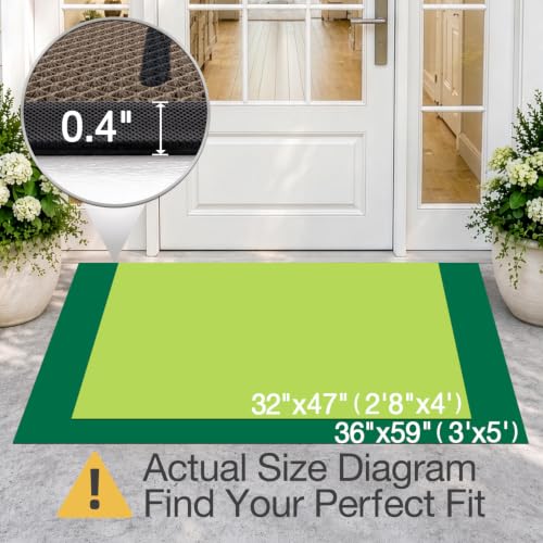 LUMI Outside Welcome Door Mat 36x59 - Non-Slip Durable Rubber, Easy Clean, Hello Variation