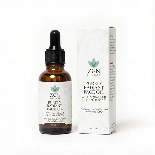 ZEN Purely Radiant Face Oil for Glowing Skin - Squalane, Rosehip & Macadamia Nut Oil - Anti Aging Brightening Serum for Skin Care, Vit C & E Serum for Face, Reduce Wrinkles & Dark Spots