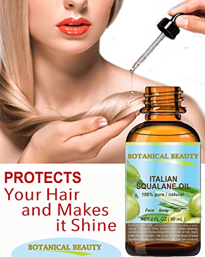 Botanical Beauty Italian 100% Pure Squalane Oil 4oz - Natural Face & Body Moisturizer