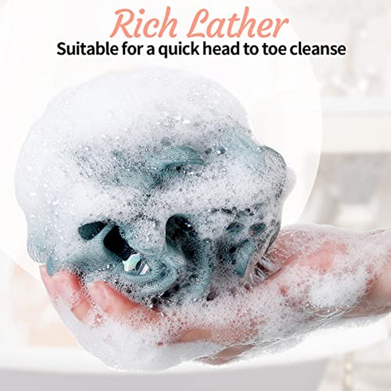 100 Pieces Bath Loofah Bulk Packs 30gram Shower Loofah Sponge Body Scrubber Shower Pouf Assorted Colors Sponge Ball Soft Mesh Puffs Exfoliating Body Bath Scrunchies for Men and Women