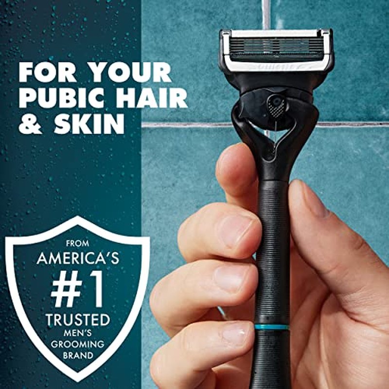 Gillette Intimate Razor for Men, Men¡¯s Pubic Razors for Manscaping, Gentle and Easy to Use, Designed For Pubic Hair, 1 Handle, 2 Blade Refills