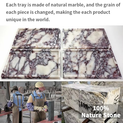 12x8 Inch Calacatta Viola Marble Vanity Tray - Elegant Home Decor