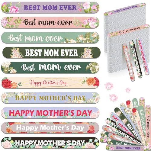 Therwen 50 Pcs Mother's Day Nail Files Set, EVA Floral Double-Sided Manicure & Pedicure Tools