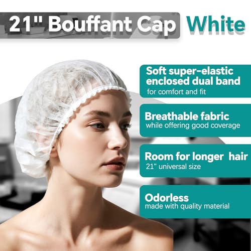 Disposable Bouffant Caps, 21inches Hair Net, Elastic Dust Cap for Food Service, Sleeping Head Cover