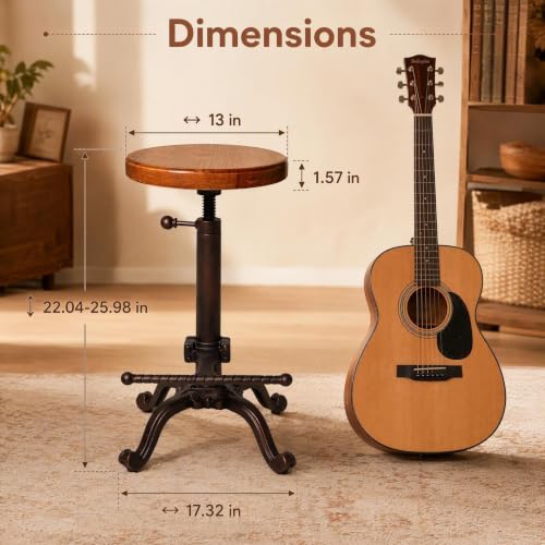 Industrial Retro Farm Wooden Tractor Bar Stool - Copper, Height Adjustable