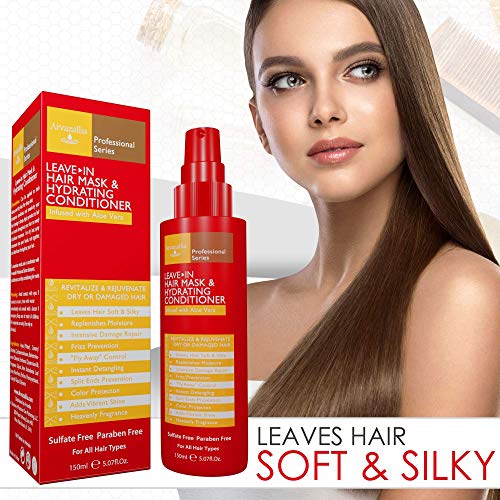 Argan Oil Hair Treatment and Leave-in Mask Set for Damaged Hair - Hydrating Conditioner Spray Bundle