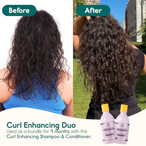 Nature Spell Curl Shampoo & Conditioner Set for Curly Hair – Rice Water & Linseed
