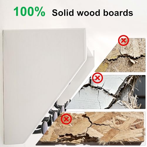 White Wall Shelf with Hooks - 35-Inch Coat Rack & Organizer for Entryway, Hallway, Living Room, Bedroom - SKOLOO