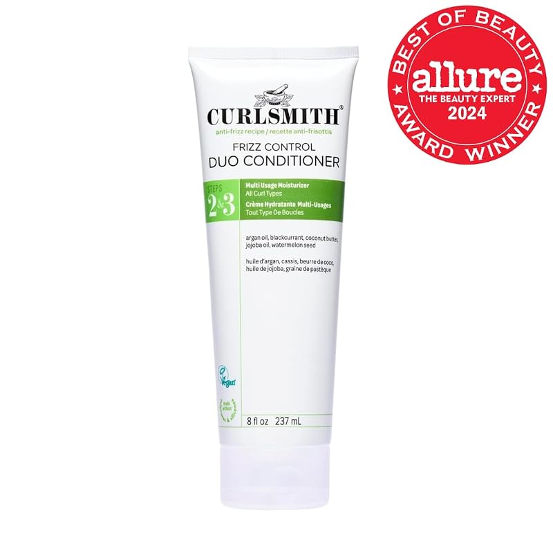 CURLSMITH Frizz Control Duo Conditioner - Moisturizing Leave-In & Rinse-Out for All Curl Types, 8 Fl Oz